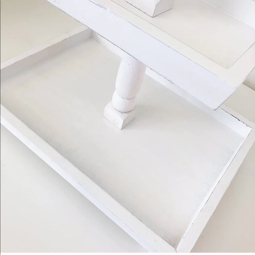 Distressed White Foundations Decor Tiered Tray Rectangle